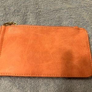 Orange Suede Zippered Wallet
